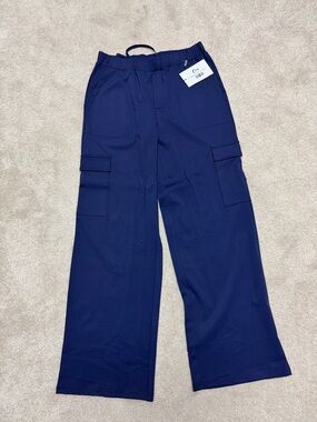 ZYIA Navy Wide-Leg Cargo Pants